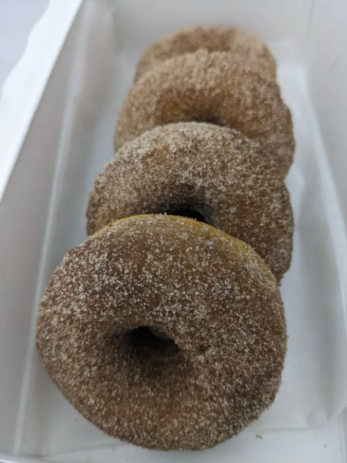 Apple cider donuts in a box