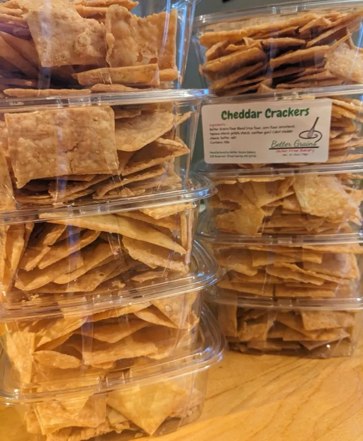 Packages of cheddar crackers